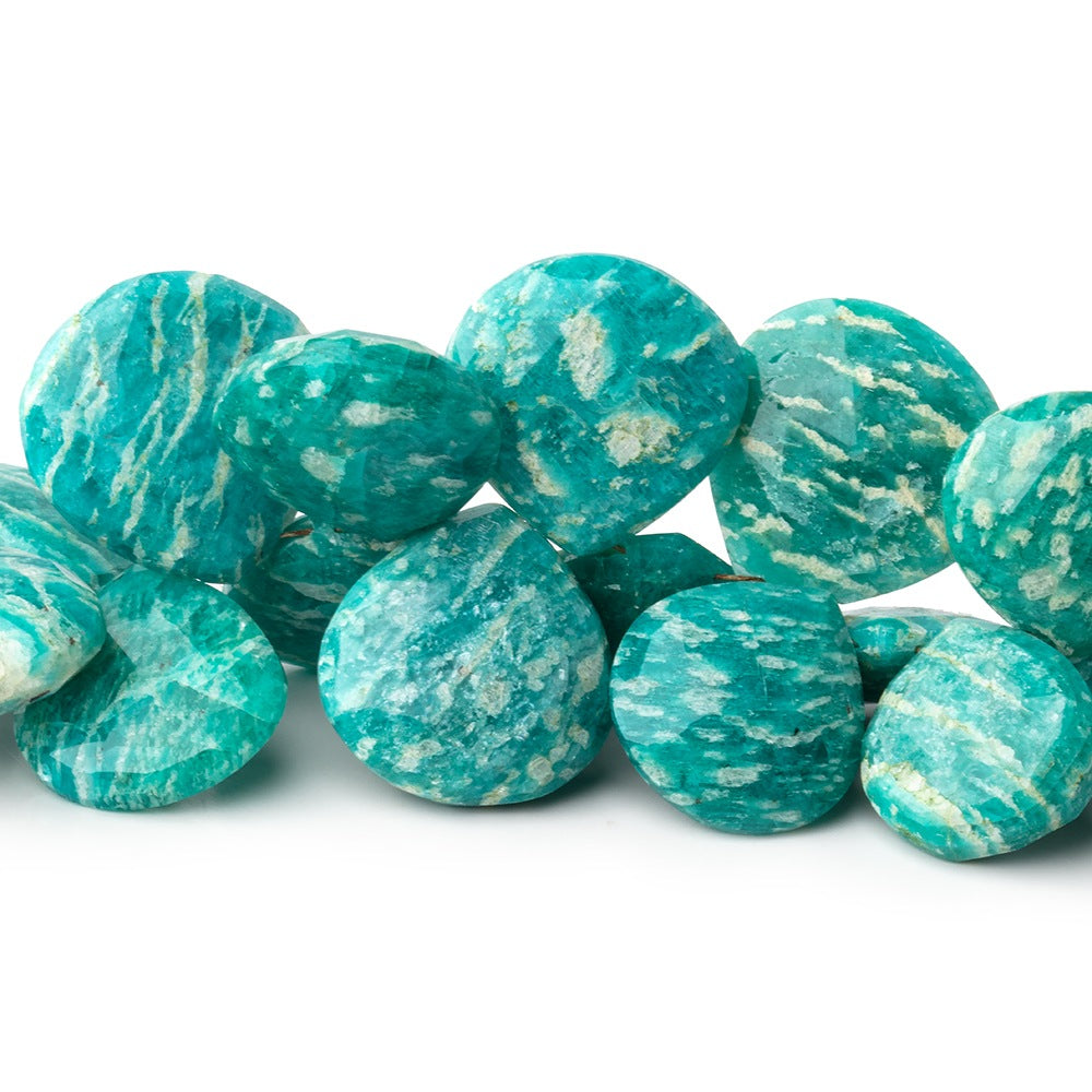 11.5x11.5-19x19mm Russian Amazonite Faceted Hearts 8 inch 35 Beads - BeadsofCambay.com