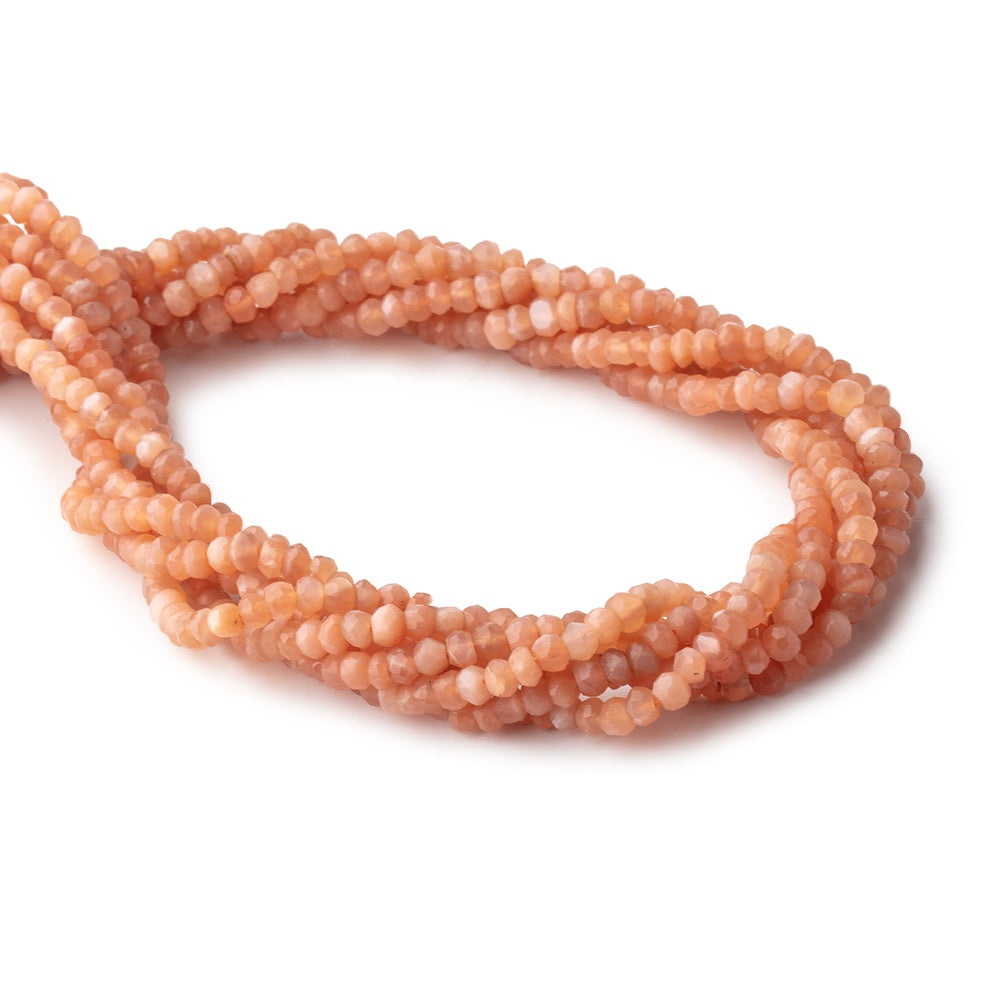 4mm Angel Skin Peach Moonstone faceted rondelles 12.5 inch 117 pieces - BeadsofCambay.com