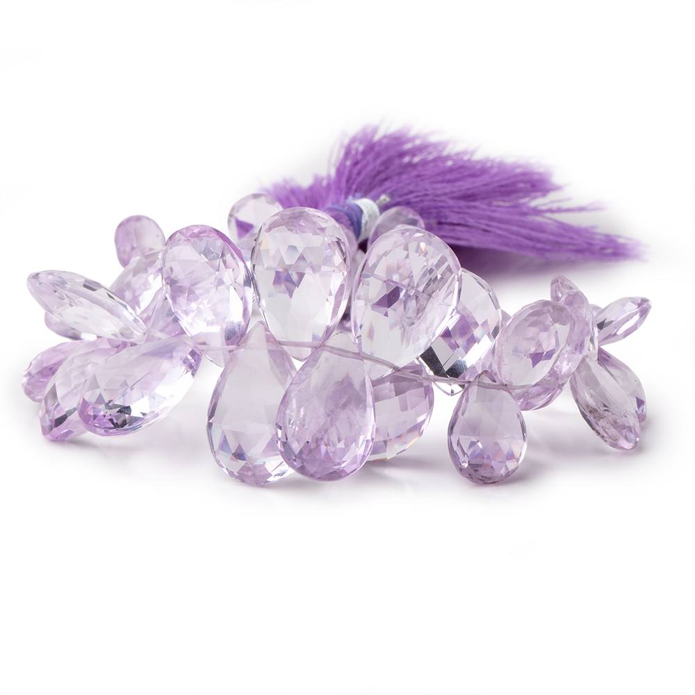 9x7-17x12mm Pink Amethyst Faceted Pear Beads 7 inch 48 pieces - BeadsofCambay.com