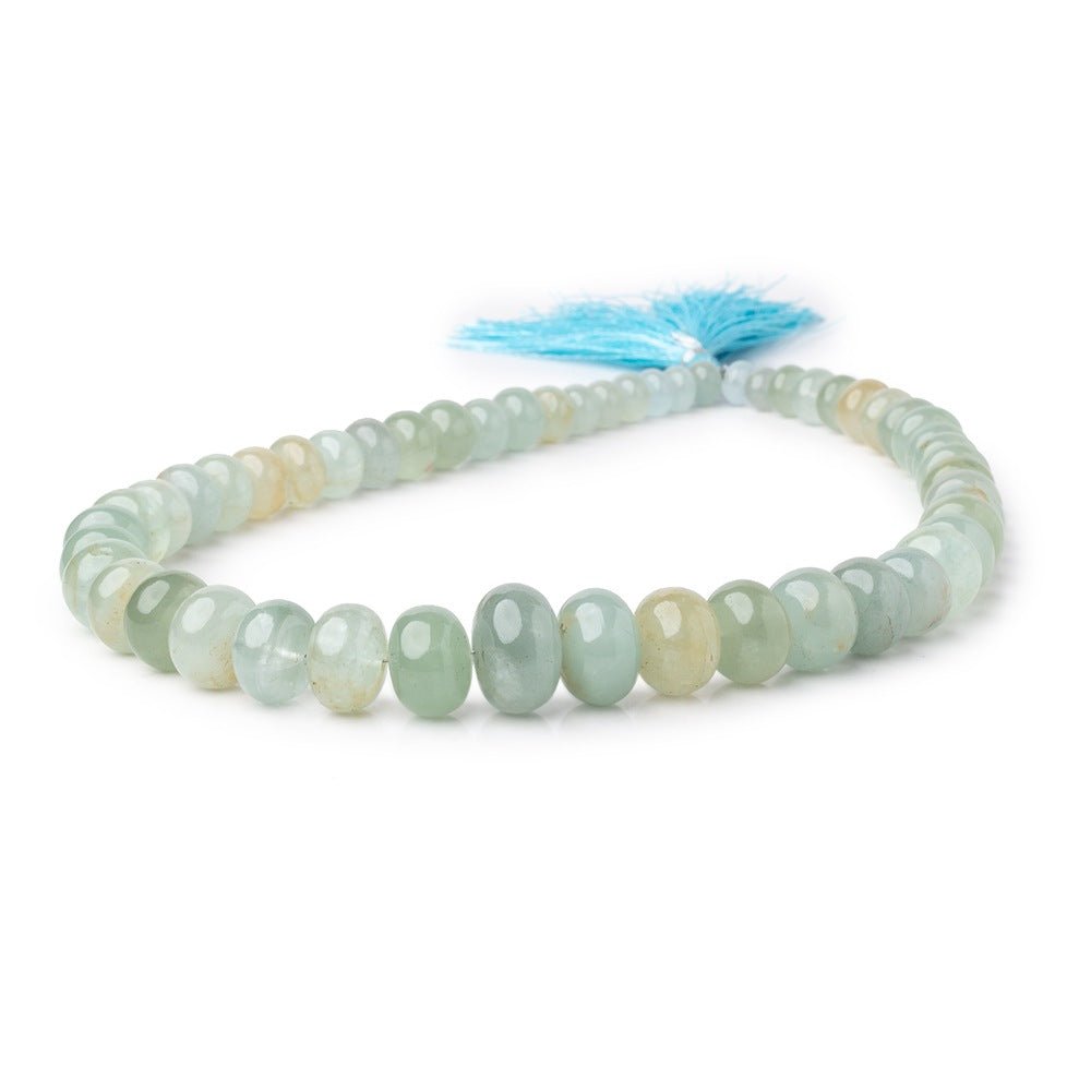 6.5-16.5mm Aquamarine Plain Rondelle Beads 15 inch 53 pieces - Beadsofcambay.com
