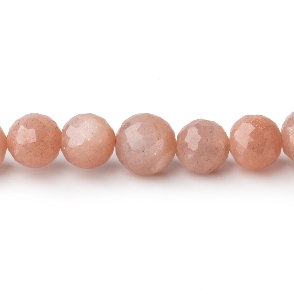 6.5-7.5mm Peach Moonstone Faceted Round Beads 14 inch 45 pieces - Beadsofcambay.com