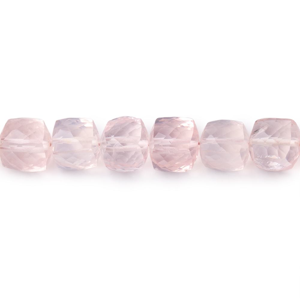 6.5-7mm Rose Quartz Faceted Cube Beads 8 inch 31 pieces - Beadsofcambay.com