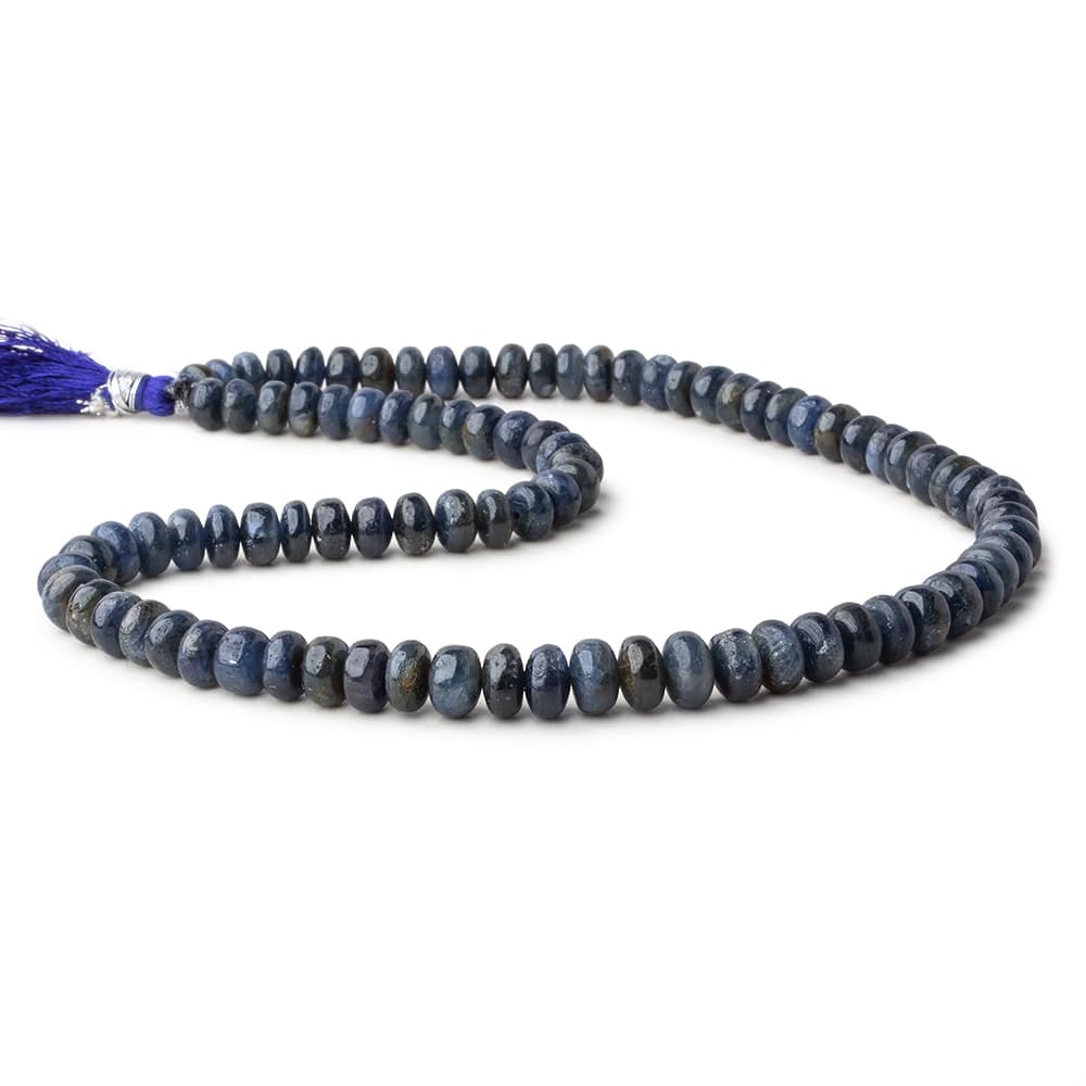 6.5-8mm Blue Sapphire Plain Rondelle Beads 16 inch 90 pieces 1mm hole - Beadsofcambay.com