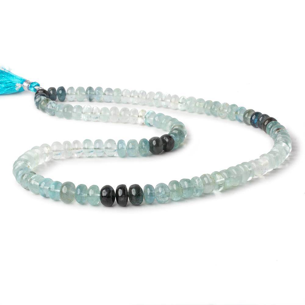 6.5-8mm Moss Aquamarine Plain Rondelles 18 inch 100 beads AAA - Beadsofcambay.com