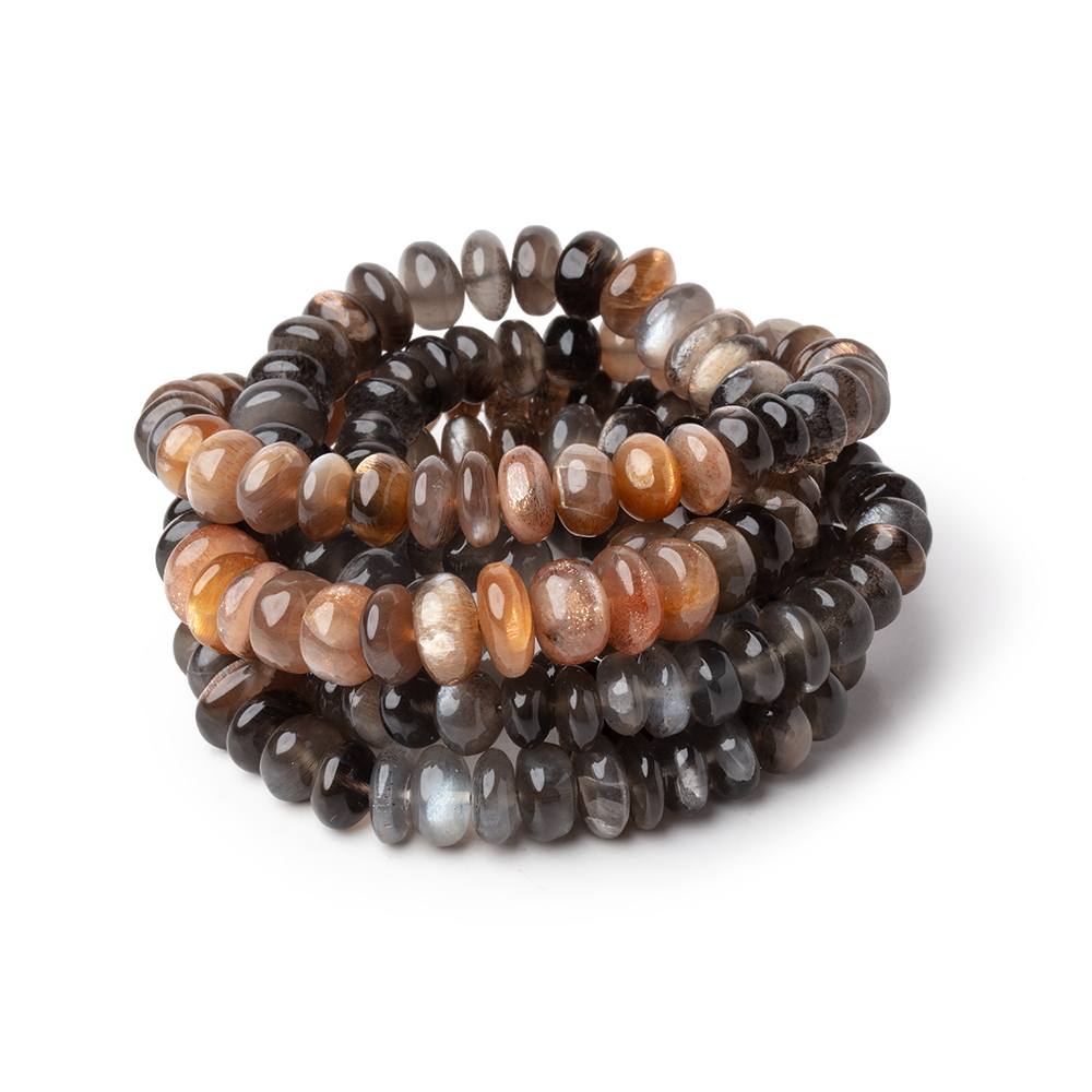 6.5-8mm Sunstone & Moonstone Plain Rondelle Beads 16 inch 90 pieces - Beadsofcambay.com