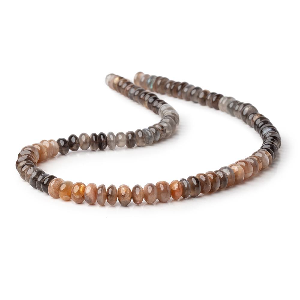 6.5-8mm Sunstone & Moonstone Plain Rondelle Beads 16 inch 90 pieces - Beadsofcambay.com