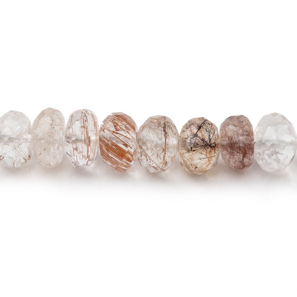 6.5mm Copper Rutilated Quartz Faceted Rondelle Beads 14 inch 74 pieces - Beadsofcambay.com