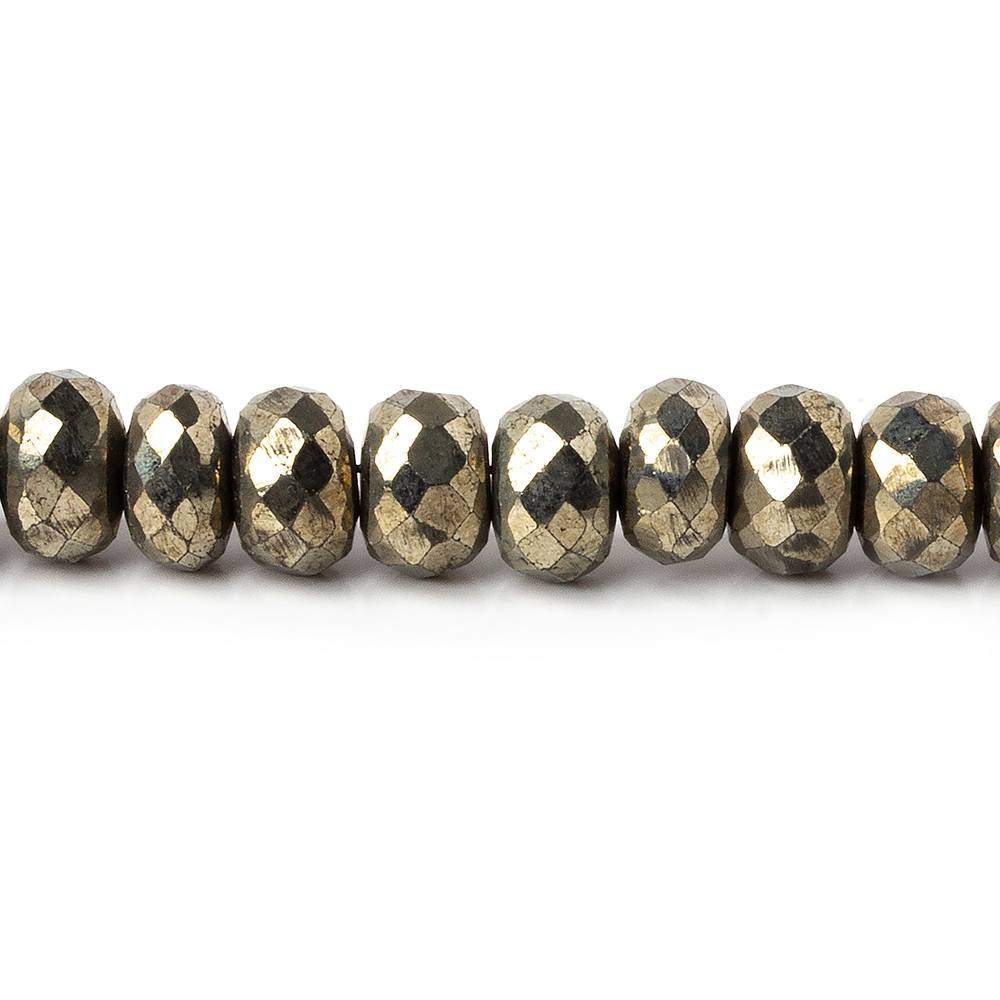 6.5mm Pyrite Faceted Rondelle Beads 13 inch 78 pieces - Beadsofcambay.com