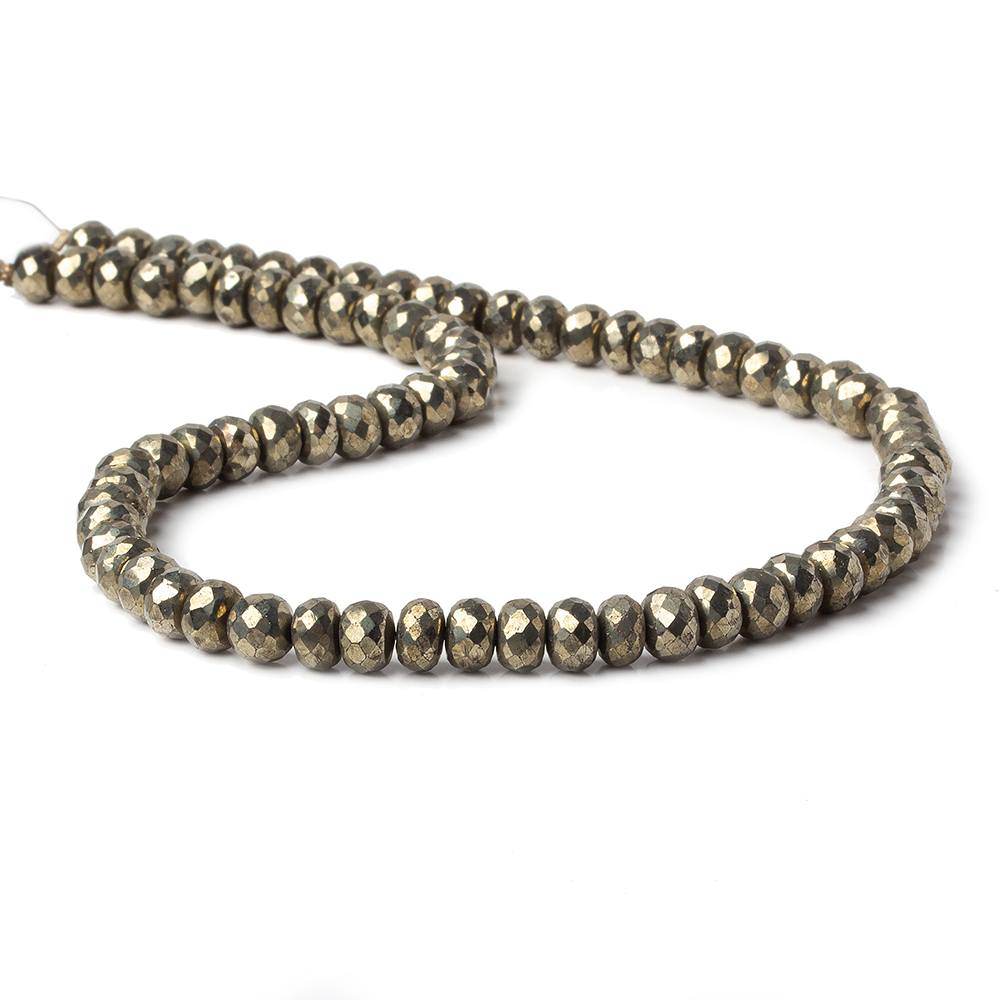 6.5mm Pyrite Faceted Rondelle Beads 13 inch 78 pieces - Beadsofcambay.com