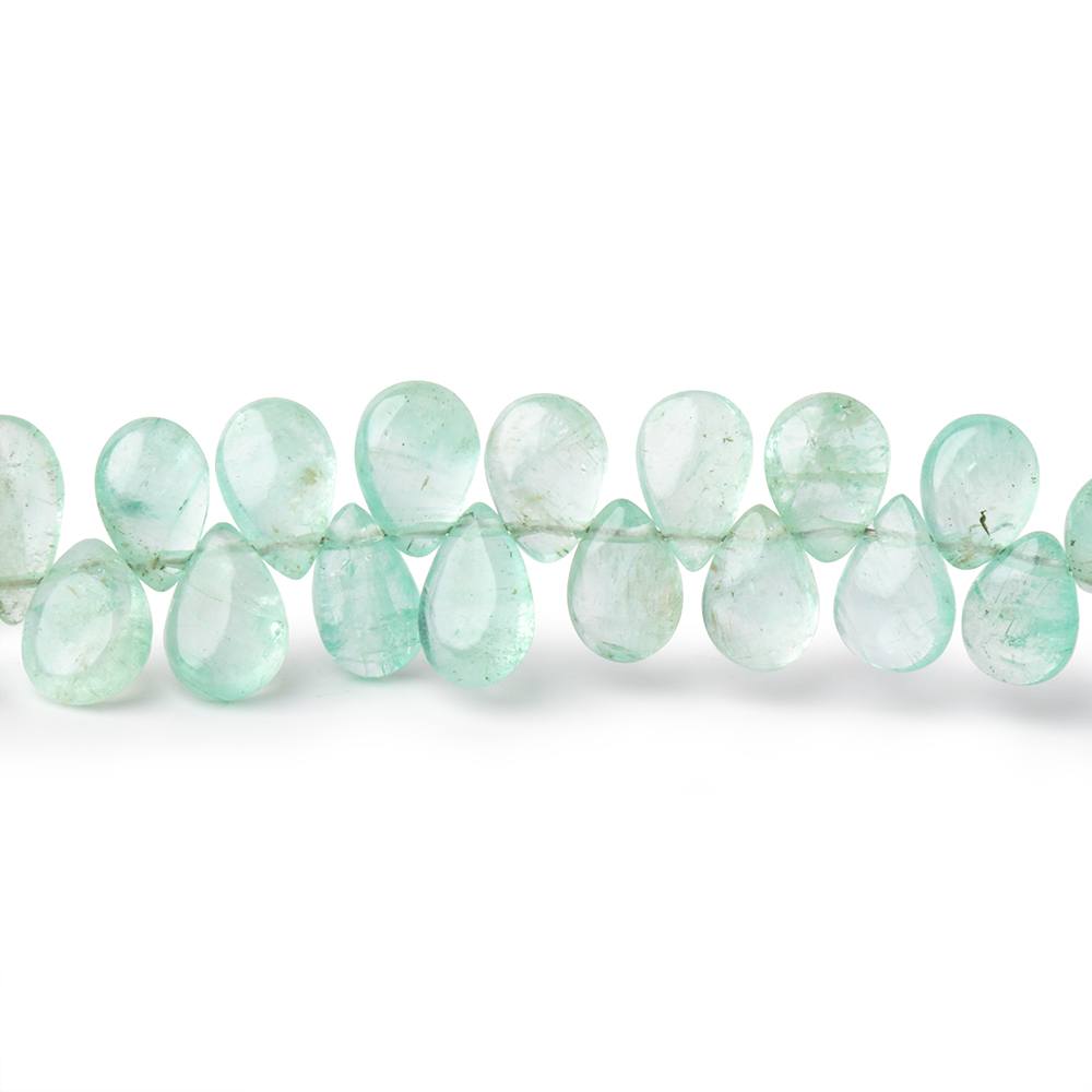 6.5x4-8.5x5mm Colombian Emerald Plain Pear Beads 7.5 inch 65 pieces A - Beadsofcambay.com