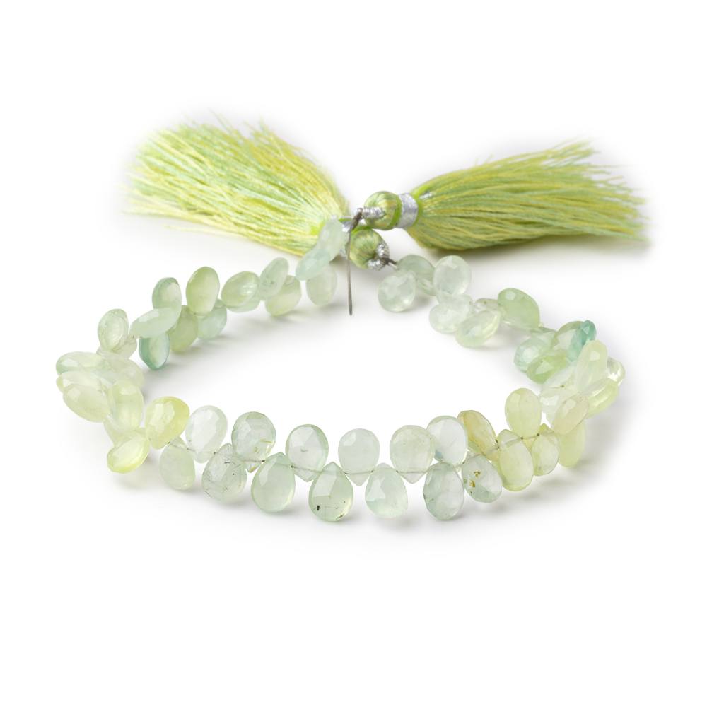 6.5x5-8x5mm Prehnite Faceted Pear Beads 8 inch 65 pieces - Beadsofcambay.com
