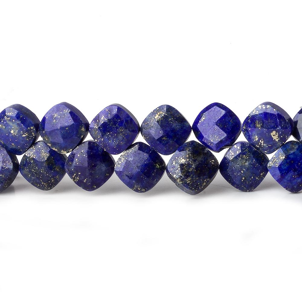 6.5x6.5mm Lapis Lazuli faceted pillow beads 7.25 inch 52 pieces A - Beadsofcambay.com