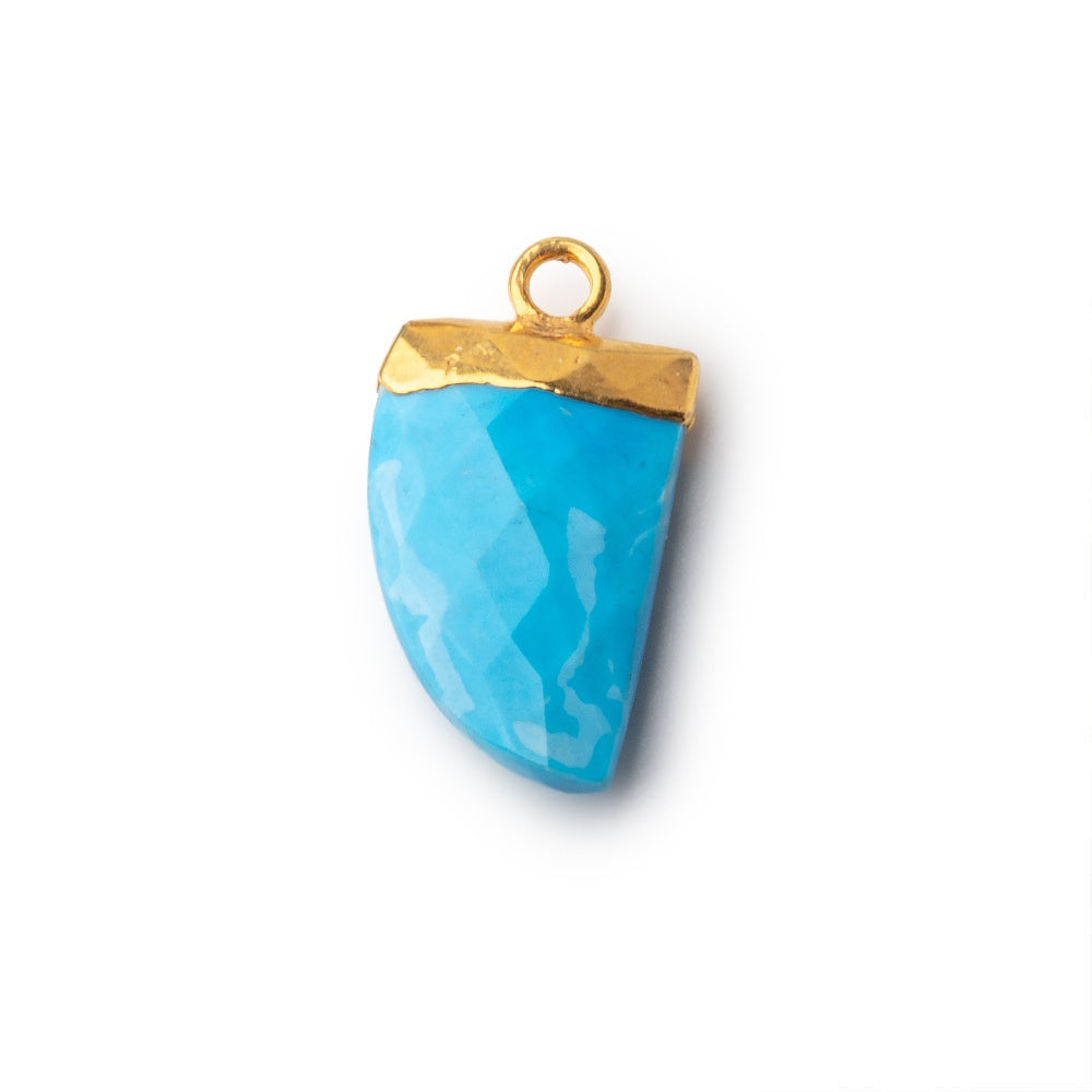 Beadsofcambay 17x10mm Gold Leafed Turquoise Howlite Horn Pendant 1 piece