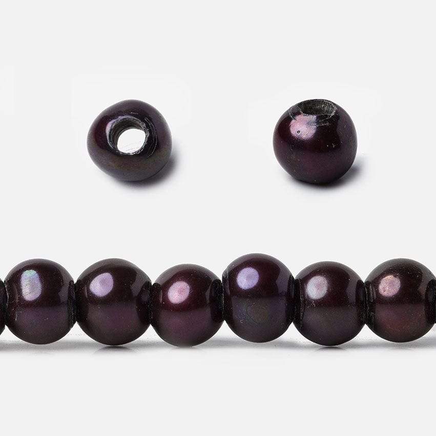 6mm - 7mm Blackberry Large Hole Off Round Pearl 2.5mm drill hole, 15 inch, 75 pieces - Beadsofcambay.com