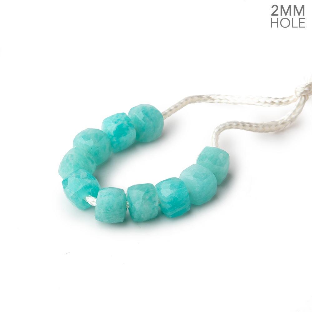 6mm Amazonite 2mm Large Hole Faceted Cube Beads Set of 10 - Beadsofcambay.com