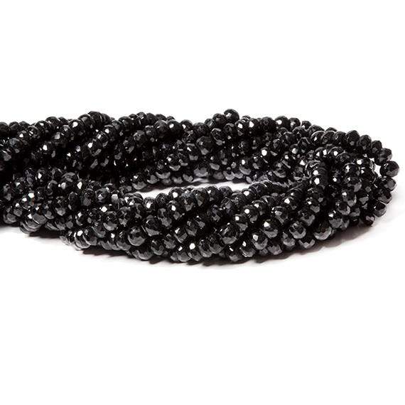 6mm Black Tourmaline Faceted Rondelle 14 inch 94 Beads - Beadsofcambay.com