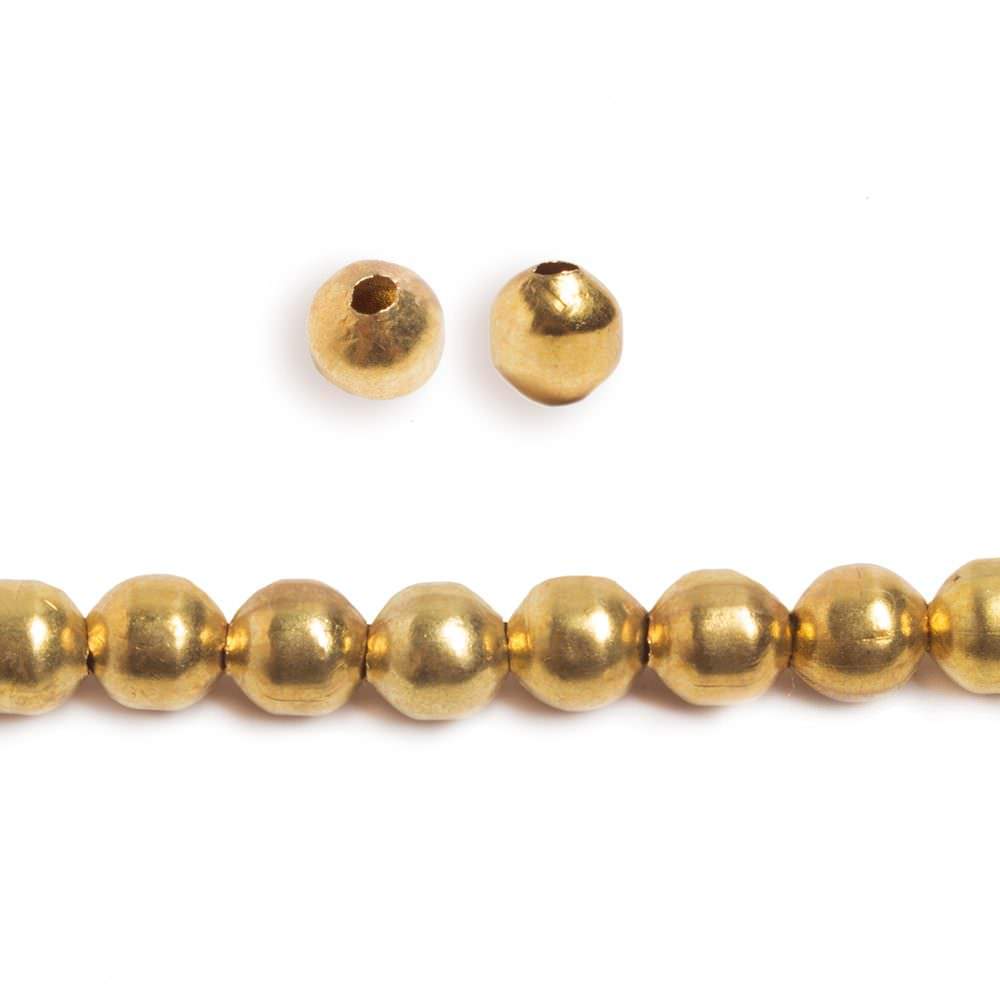 6mm Brass plain round beads 8 inch 37 pieces - Beadsofcambay.com