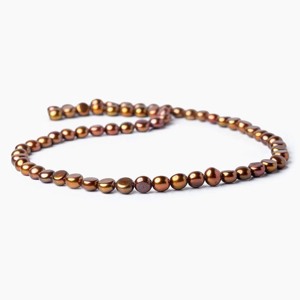 6mm Brown Button Freshwater Pearl Strand - Beadsofcambay.com