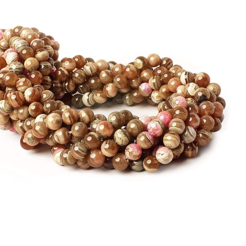 6mm Chocolate Rhodochrosite plain rounds 15.5 inch 63 beads - Beadsofcambay.com