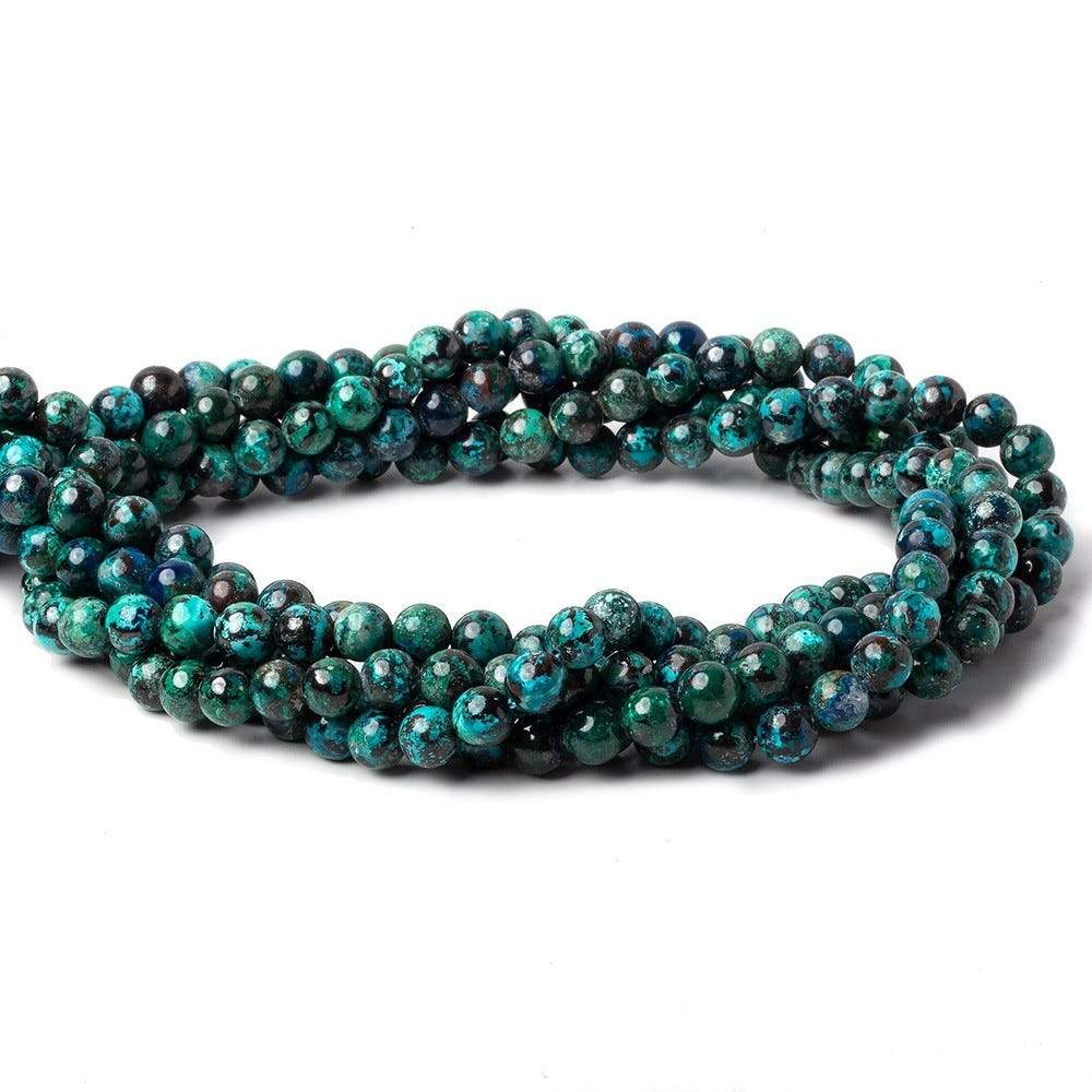 6mm Chrysocolla Plain Rounds 16 inch 68 beads AA - Beadsofcambay.com