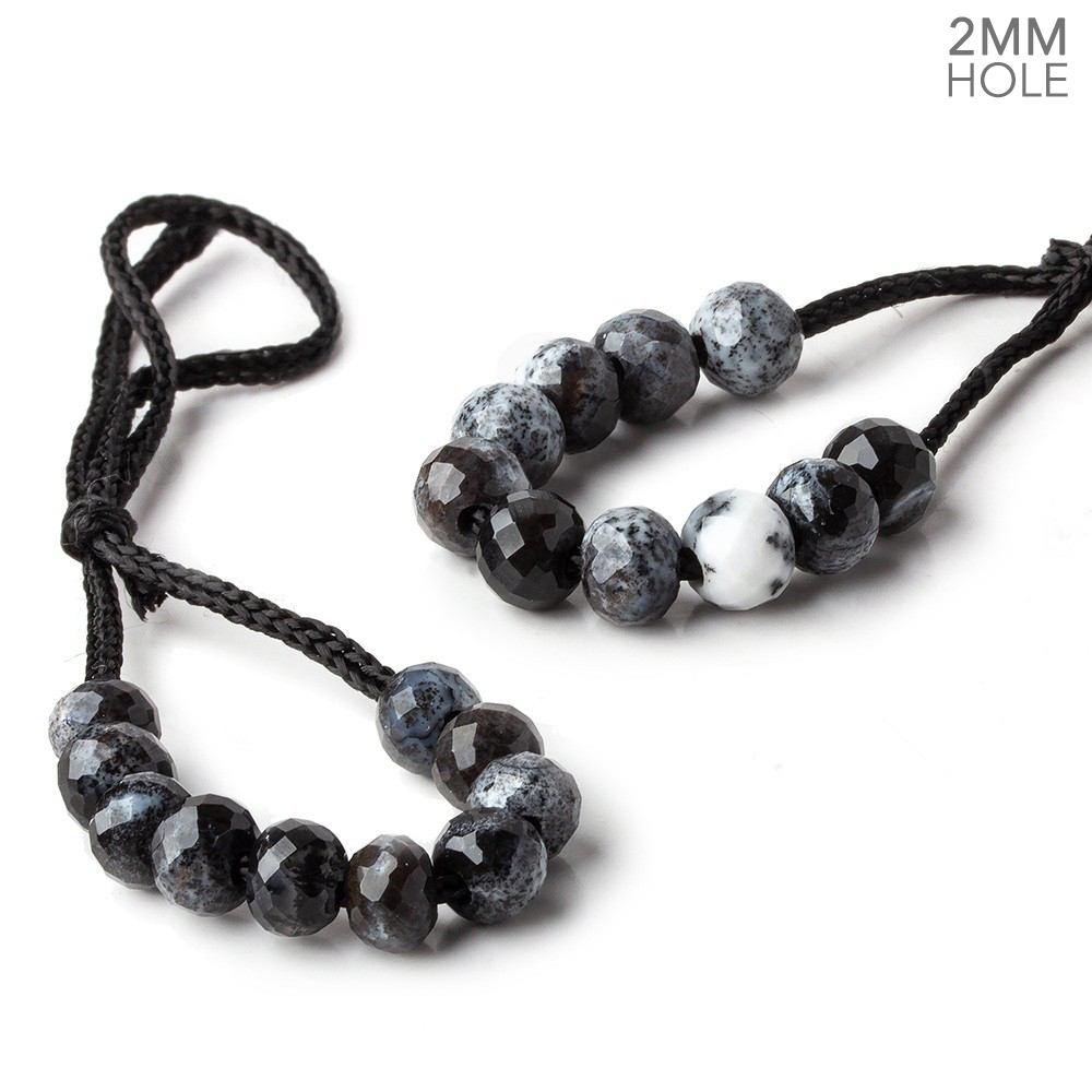 6mm Dendritic Opal 2mm Large Hole Faceted Rondelle Bead Set of 10 - Beadsofcambay.com