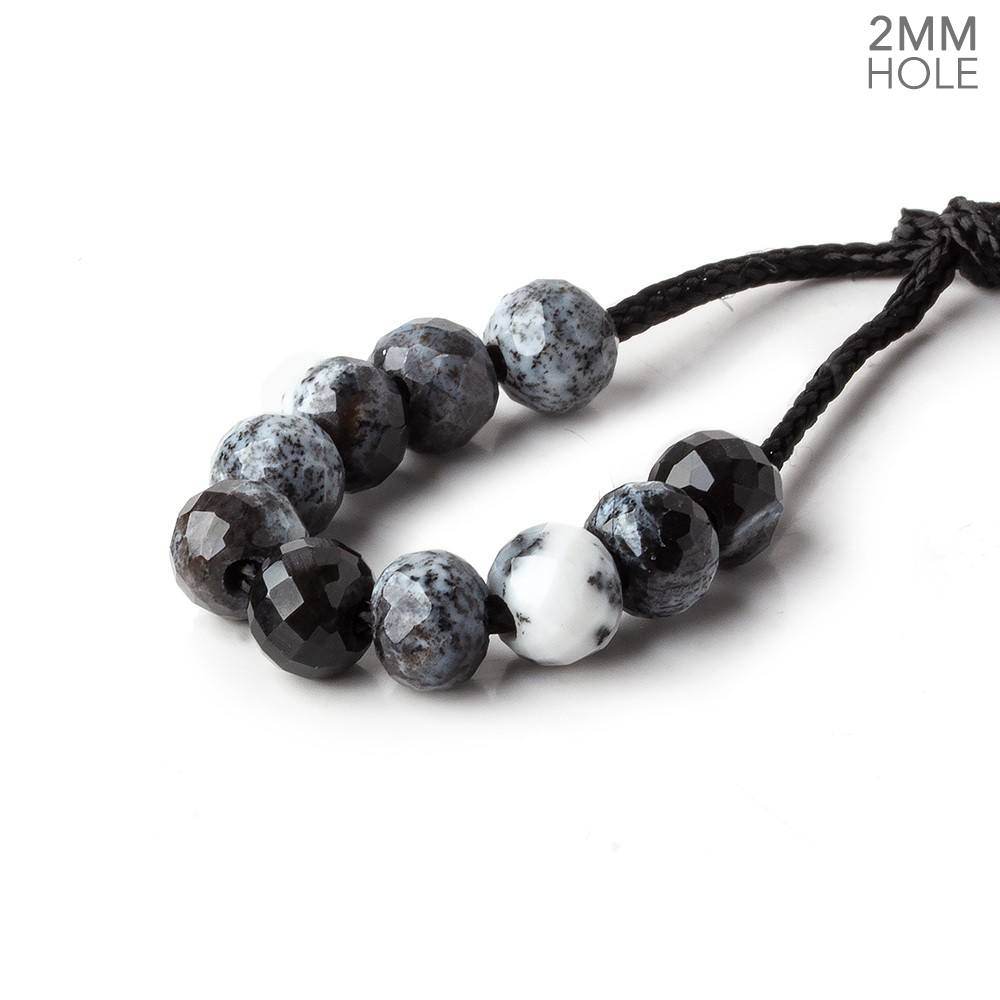 6mm Dendritic Opal 2mm Large Hole Faceted Rondelle Bead Set of 10 - Beadsofcambay.com