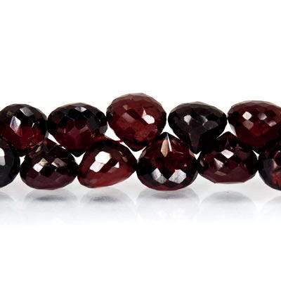 6mm Garnet Beads Candy Kiss Briolette 9 inch 59 pieces - Beadsofcambay.com