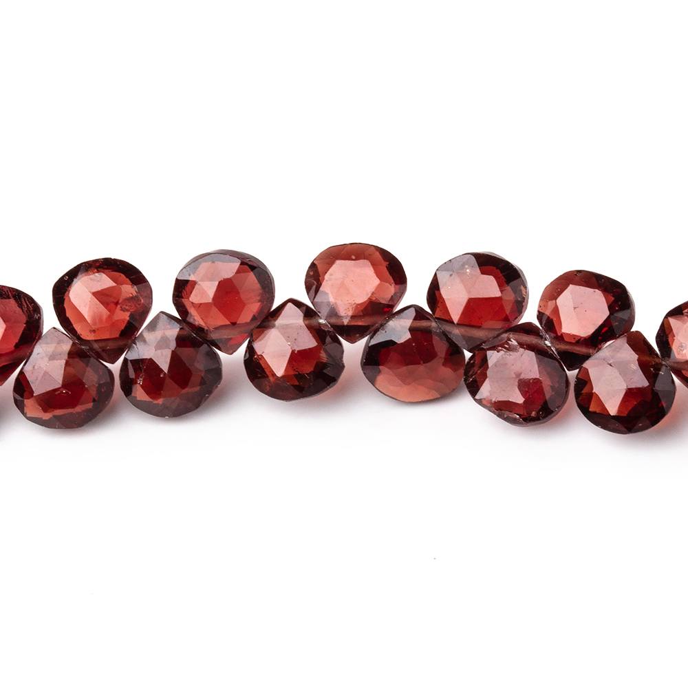 6mm Garnet Faceted Heart Beads 8 inch 56 pieces - Beadsofcambay.com