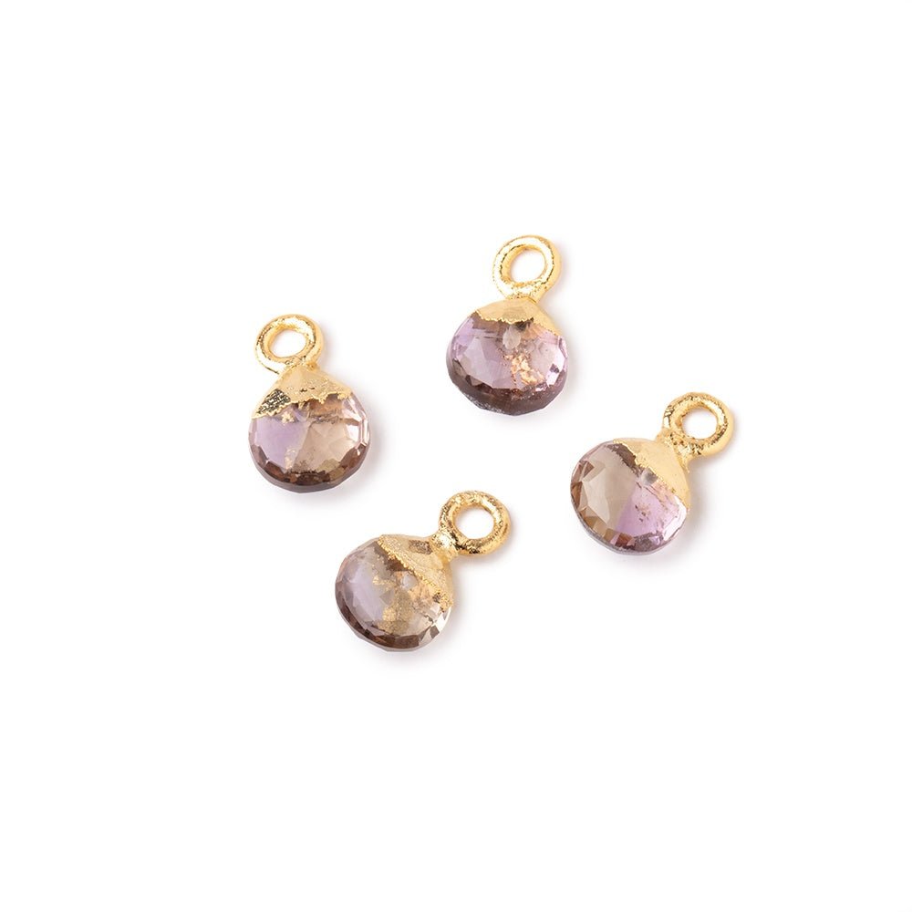 6mm Gold Leafed Ametrine Faceted Heart Set of 4 Pendants - Beadsofcambay.com