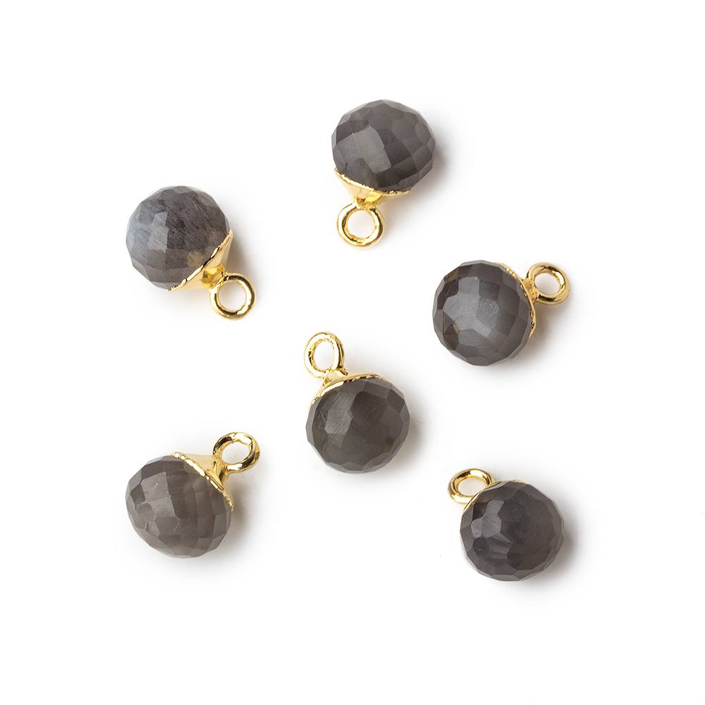 6mm Gold Leafed Platinum Grey Moonstone Candy Kiss focal bead Pendant sold as 1 piece - Beadsofcambay.com