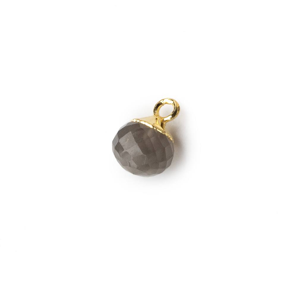 6mm Gold Leafed Platinum Grey Moonstone Candy Kiss focal bead Pendant sold as 1 piece - Beadsofcambay.com