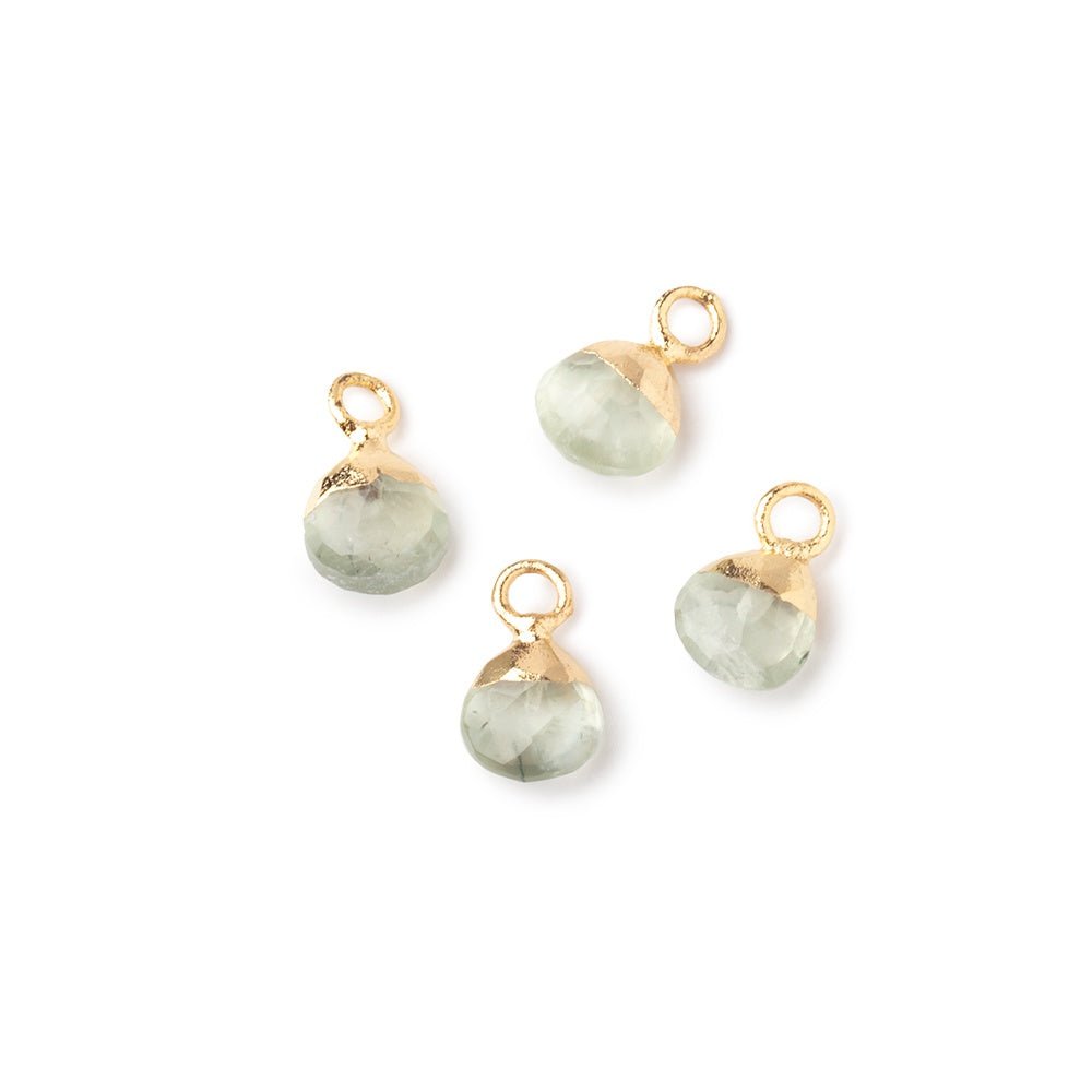 6mm Gold Leafed Prehnite Faceted Heart Set of 4 Pendants - Beadsofcambay.com