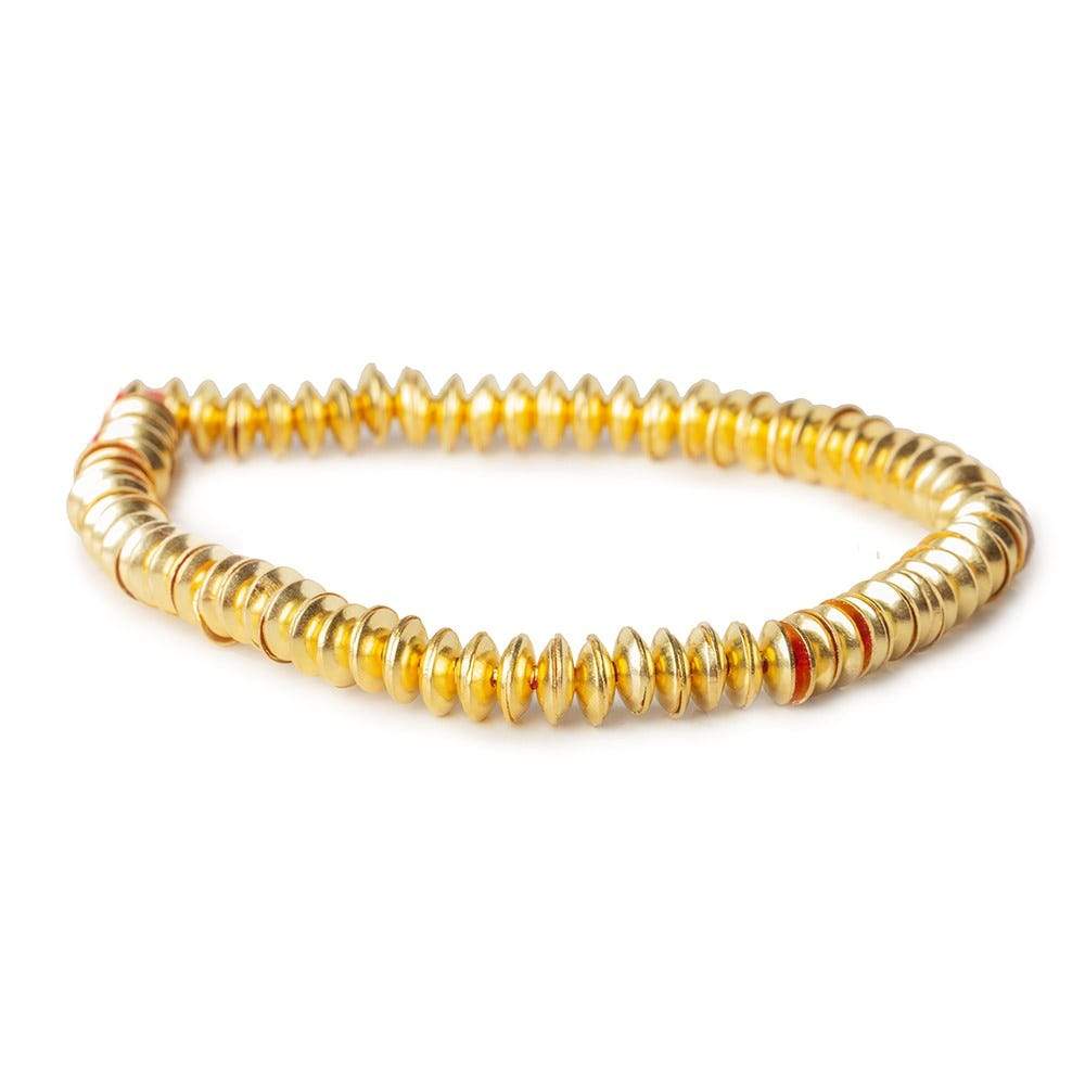 6mm Gold plated Copper plain Bead Cap 8 inch 148 pieces - Beadsofcambay.com