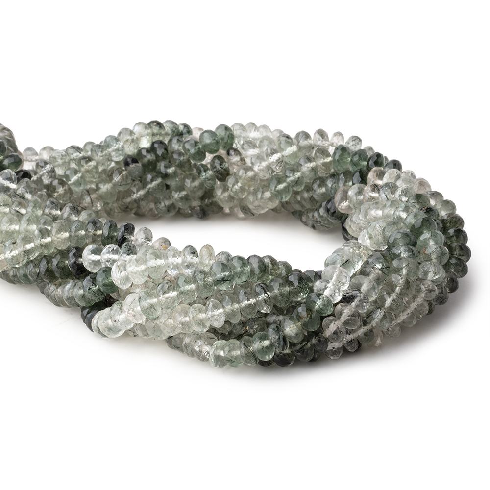 6mm Green Tourmalinated Quartz Faceted Rondelle Beads 15 inch 100 pieces - Beadsofcambay.com