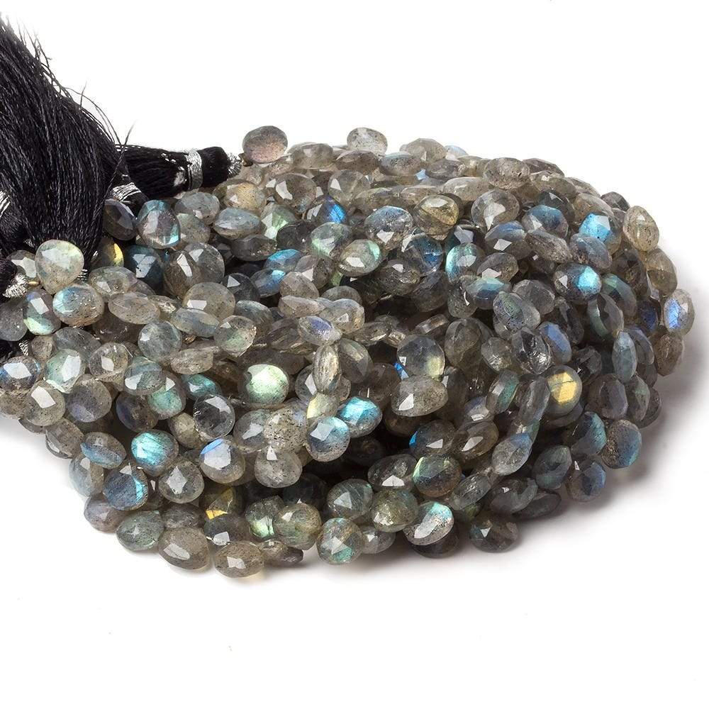 6mm Labradorite Faceted Heart Beads 7 inch 50 pieces - Beadsofcambay.com