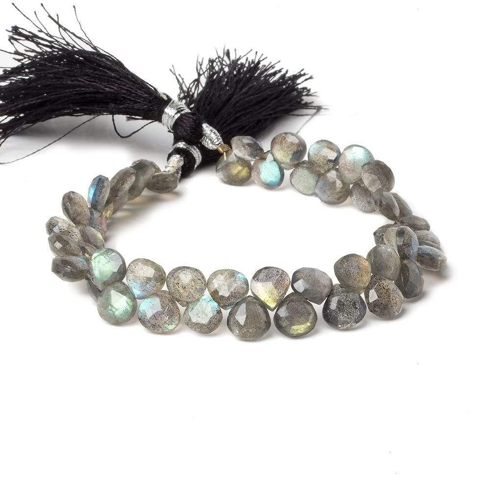 6mm Labradorite Faceted Heart Beads 7 inch 50 pieces - Beadsofcambay.com