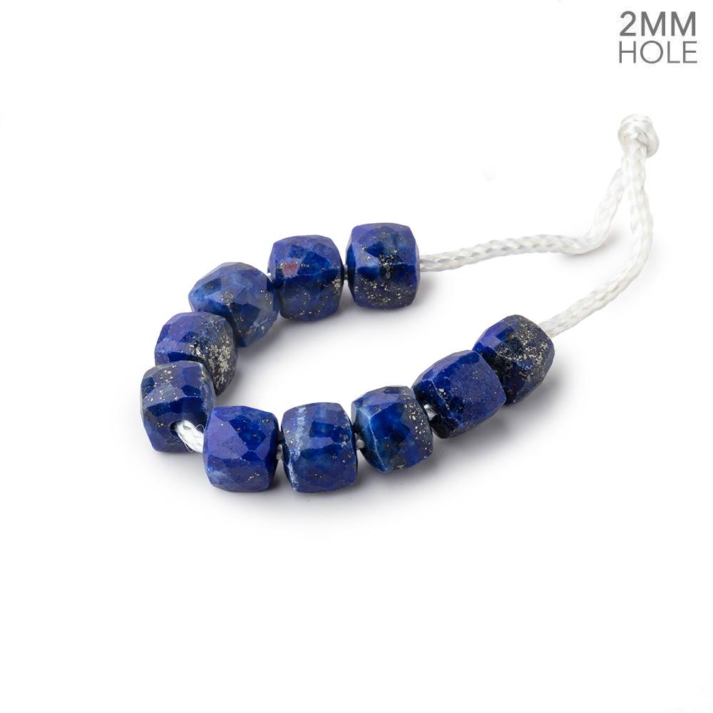 6mm Lapis Lazuli 2mm Large Hole Faceted Cube Beads Set of 10 - Beadsofcambay.com
