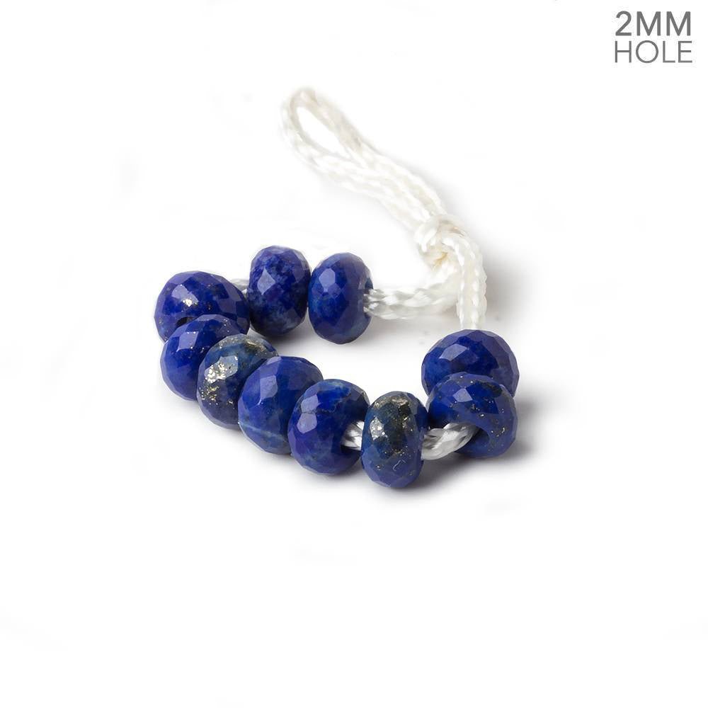 6mm Lapis Lazuli 2mm Large Hole Faceted Rondelle Set of 10 Beads - Beadsofcambay.com