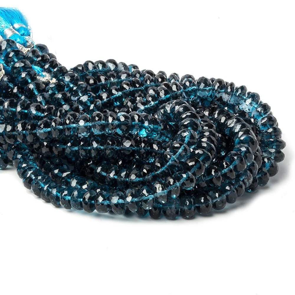 6mm London Blue Topaz Faceted Rondelle Beads 8 inch 58 pieces - Beadsofcambay.com