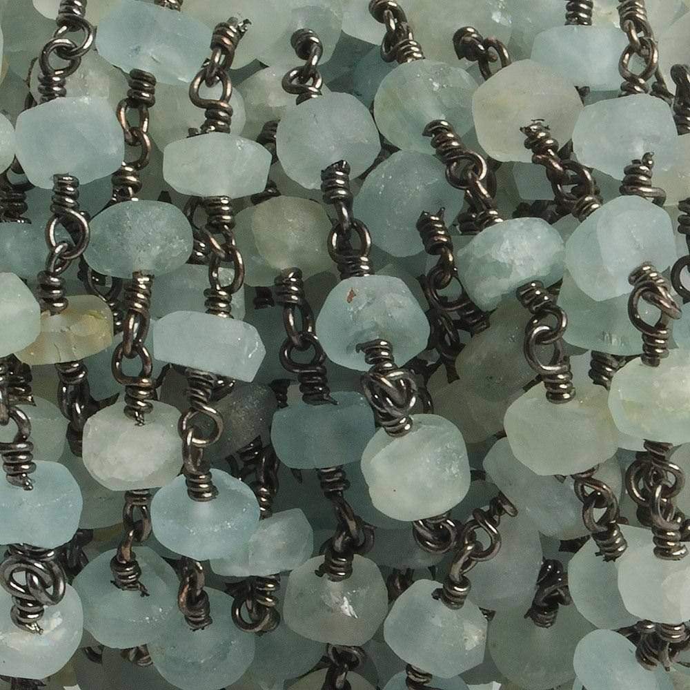 6mm Matte Multi Beryl rondelle Black Gold plated Chain by the foot with approximately 30 pieces - Beadsofcambay.com