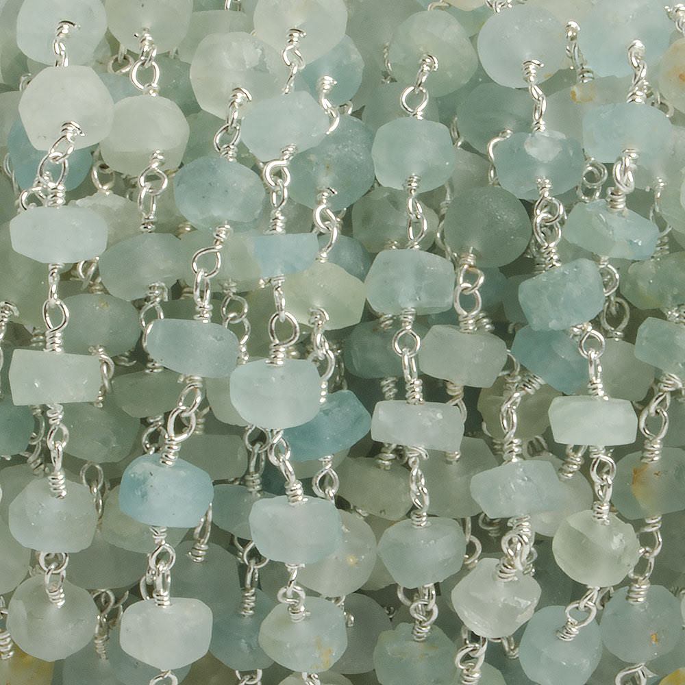 6mm Matte Multi Beryl rondelle Silver plated Chain by the foot with approximately 30 pieces - Beadsofcambay.com