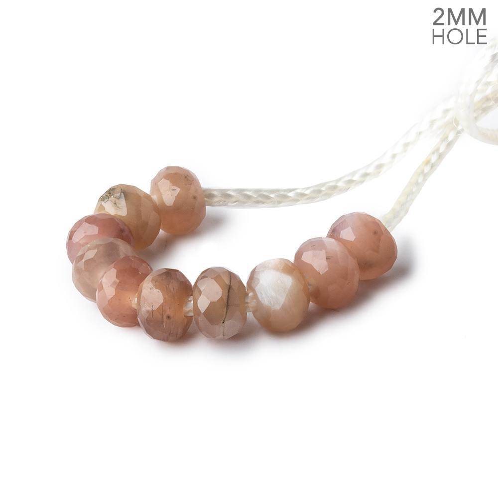 6mm Mocha Chocolate Moonstone 2mm Large Hole Faceted Rondelle Set of 10 Beads - Beadsofcambay.com