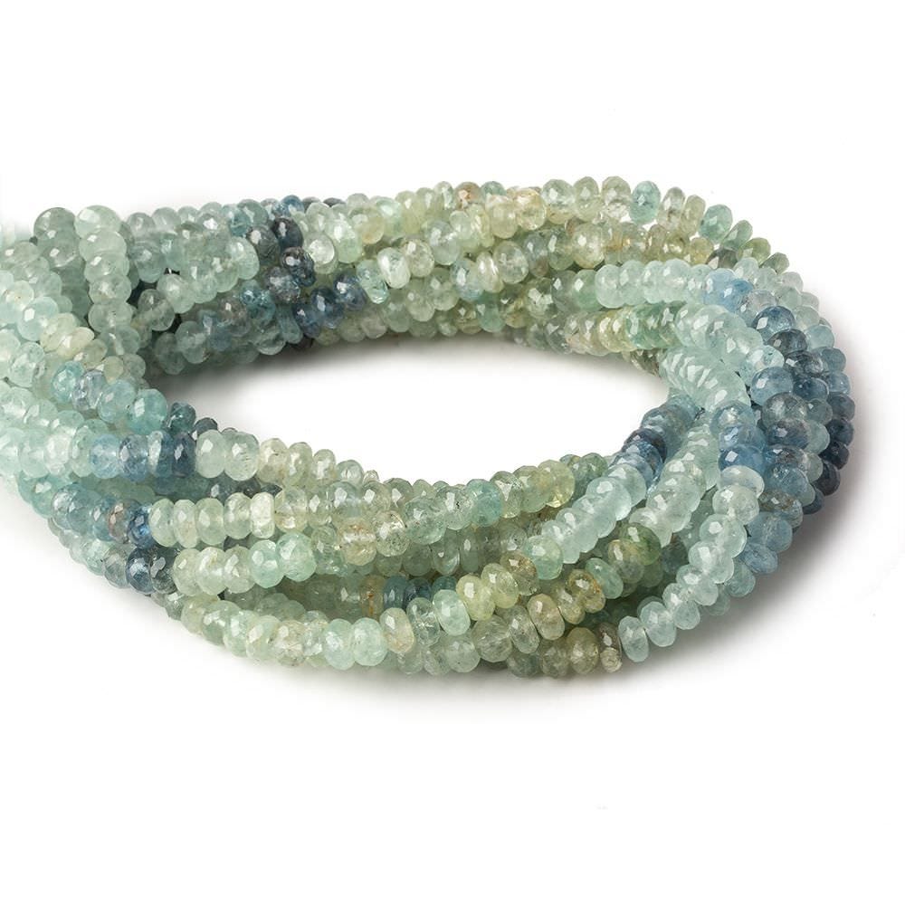 6mm Moss Aquamarine faceted rondelle beads 14 inch 110 pieces - Beadsofcambay.com