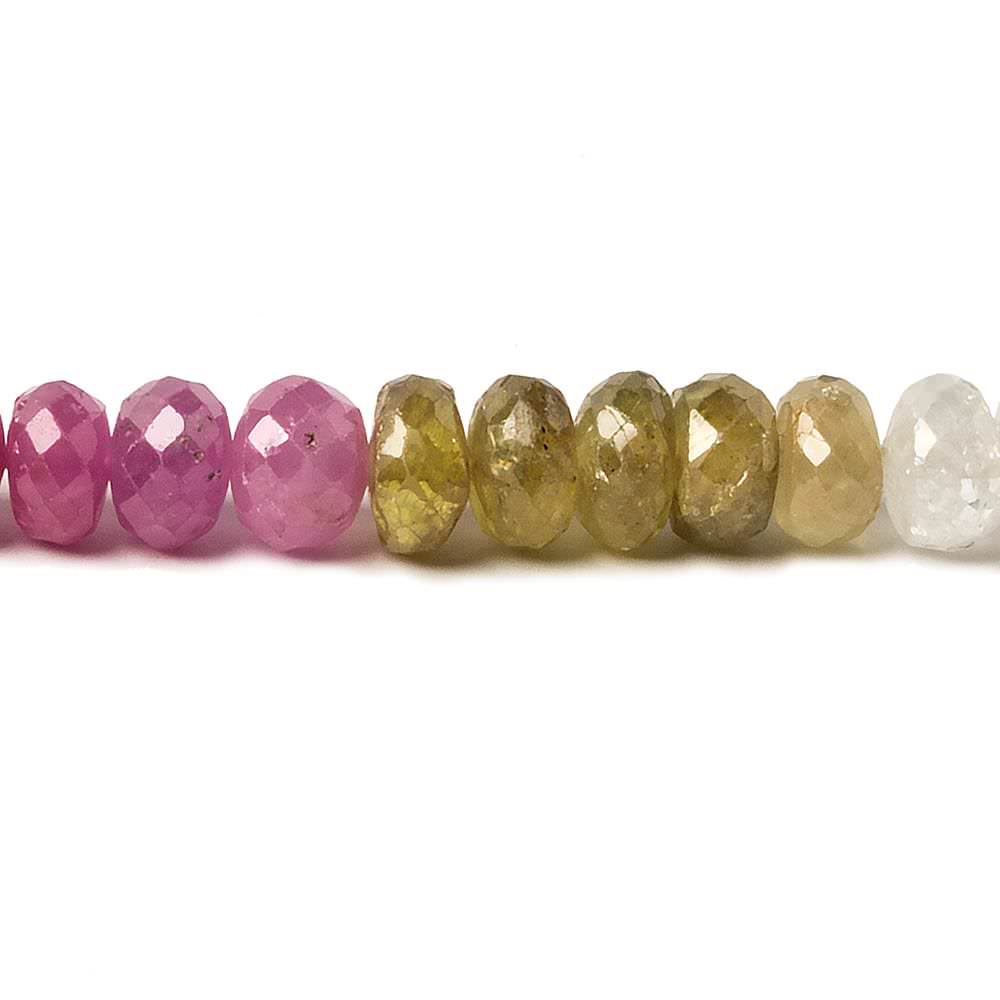 6mm Multi Color Sapphire Faceted Rondelle 20 inch 124 pieces - Beadsofcambay.com
