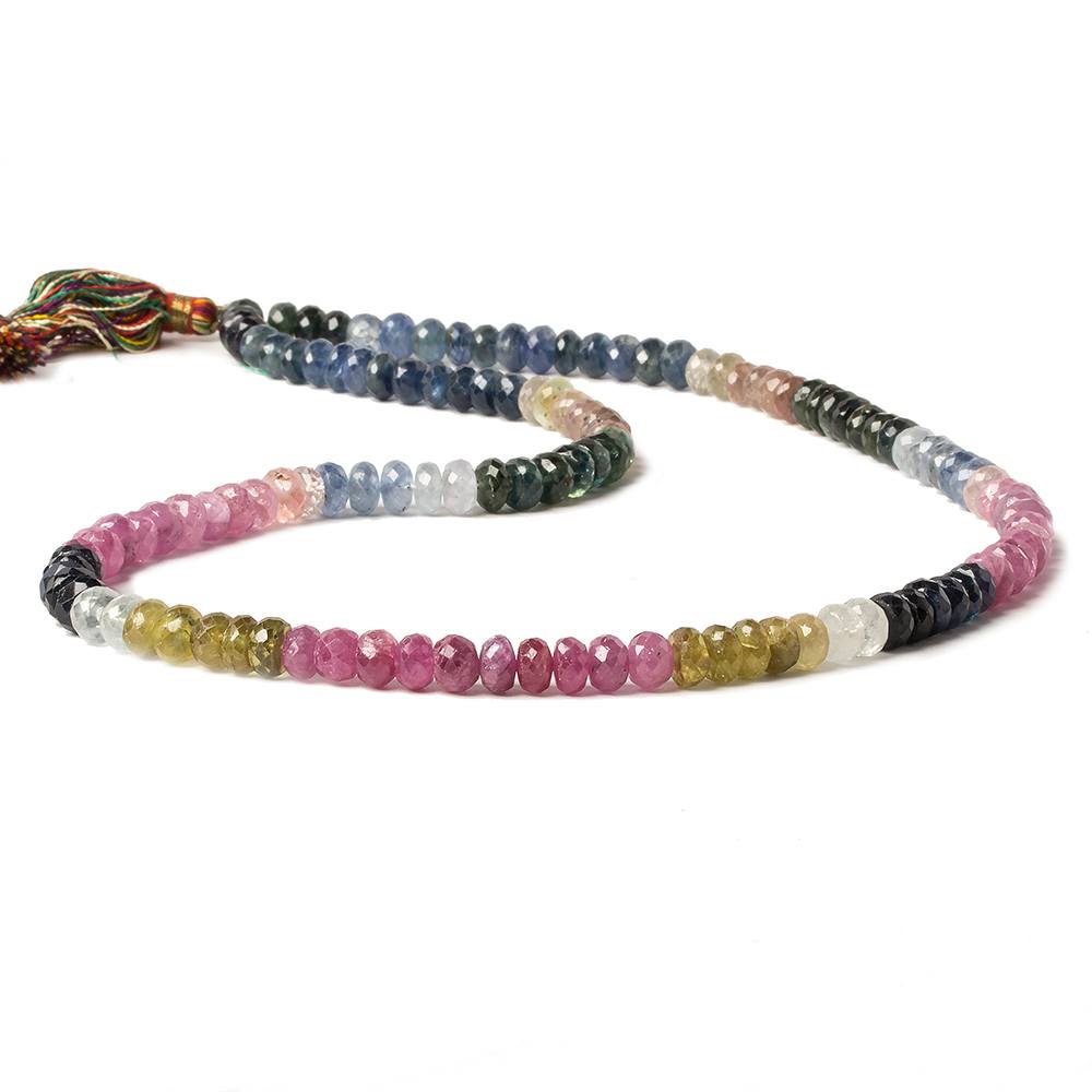 6mm Multi Color Sapphire Faceted Rondelle 20 inch 124 pieces - Beadsofcambay.com