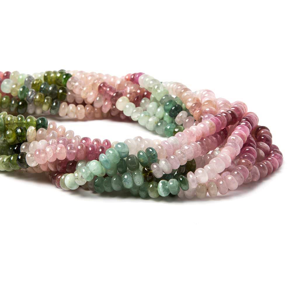 6mm Multi Color Tourmaline plain rondelles 16 inches 115 beads - Beadsofcambay.com