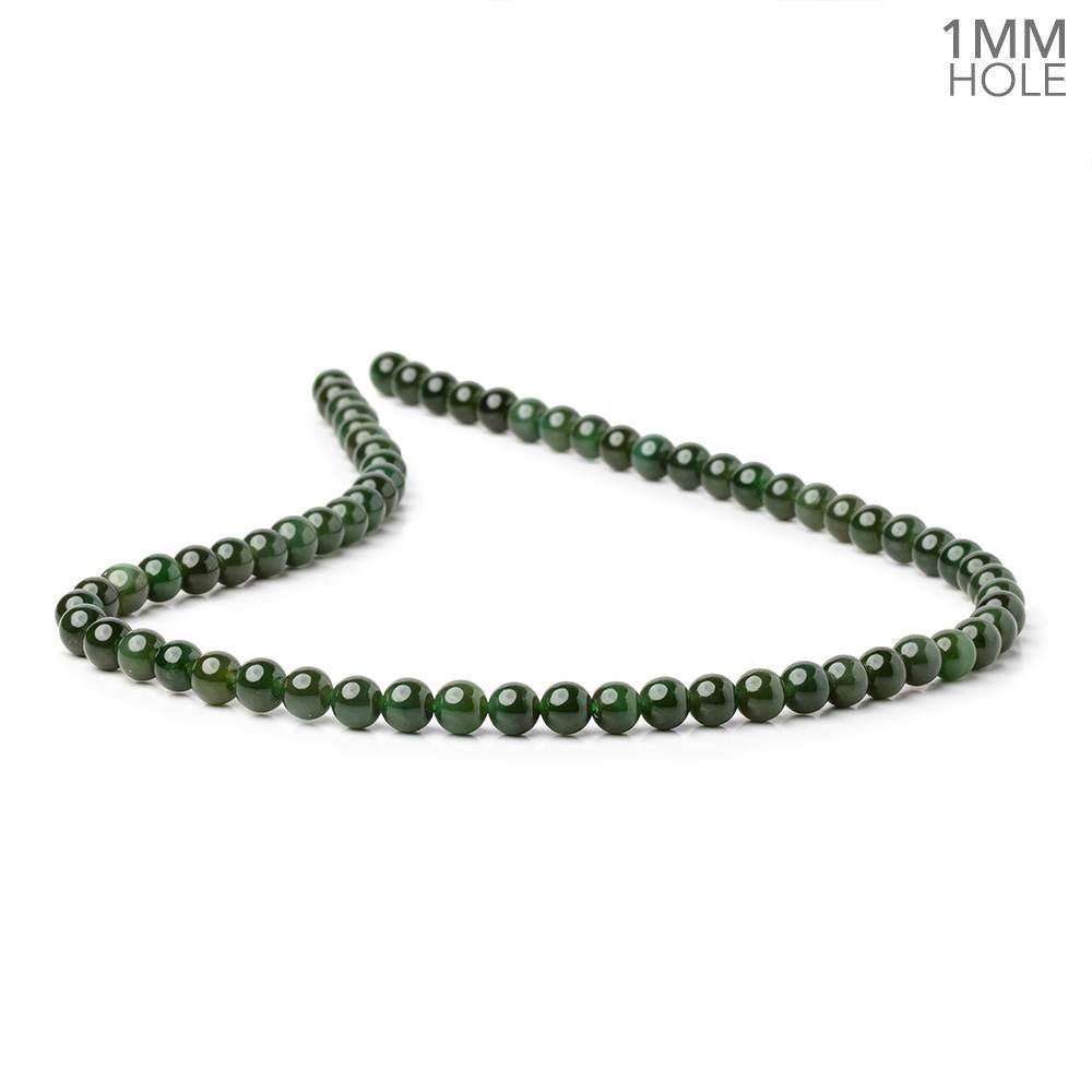 6mm Nephrite Jade Plain Round Beads 15 inch 68 pieces 1mm Hole - Beadsofcambay.com