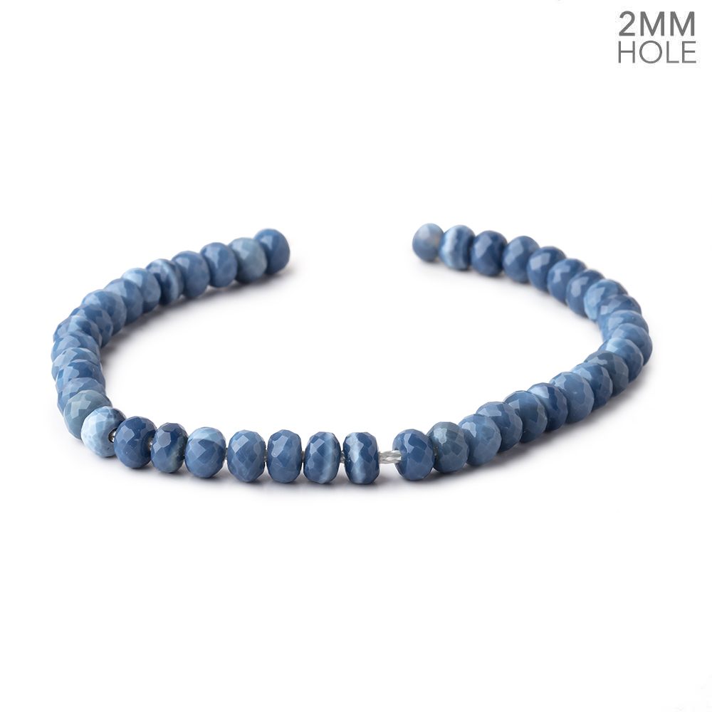 6mm Owyhee Denim Blue Opal 2mm Large Hole Faceted Rondelles 8 inch 46 Beads - Beadsofcambay.com