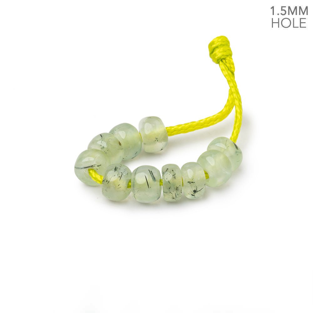 6mm Prehnite 1.5mm Large Hole Plain Rondelle Set of 10 - Beadsofcambay.com