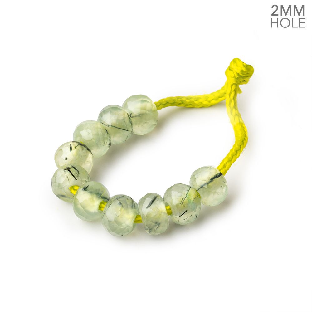 6mm Prehnite 2mm Large Hole Faceted Rondelles Set of 10 Beads - Beadsofcambay.com
